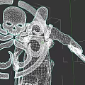 Purple Masked Game Movie Character Yellow Goggles Tactical Outfit Holding Weapon Skull Octopus Logo Background