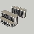 Modern Office Building Exterior With Two Structures Large Windows And Facade 3d model