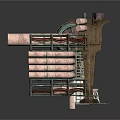Industrial Mechanical Equipment Featuring Green Cylindrical Component Copper Pipes And Metal Frame