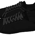 Black Leather Lace Up Sneakers With Perforated Details And Rubber Sole
