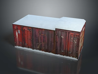 Red Container Building With White Roof And Modern Renovated Structure 3d model