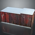 Red Container Building With White Roof And Modern Renovated Structure