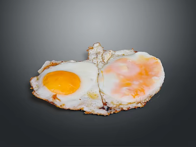 Fried Eggs With Runny Yolk And Crispy Edges On Black Background 3d model