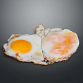 Fried Eggs With Runny Yolk And Crispy Edges On Black Background 3d model