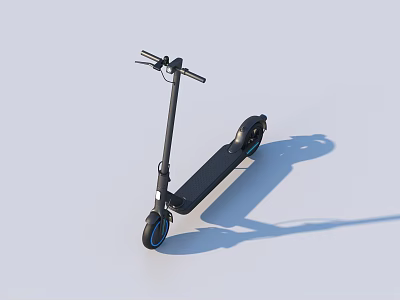 Sleek Black Electric Scooter With Blue Wheels And Modern Design 3d model