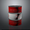 Chemical Weapon Red Drum Container With White Label And Chemical Markings