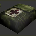 Green Canvas First Aid Kit With Red Cross Emblem And Emergency Design