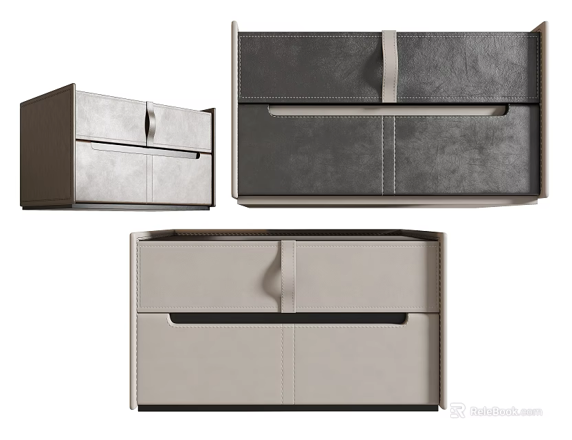 Contemporary Modern Leather Bedside Tables With Functional Drawers And Sleek Design 3d model 