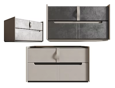 Contemporary Modern Leather Bedside Tables With Functional Drawers And Sleek Design 3d model