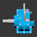 Hardware Gearbox With Blue Casing And Internal Gear Components 3d model