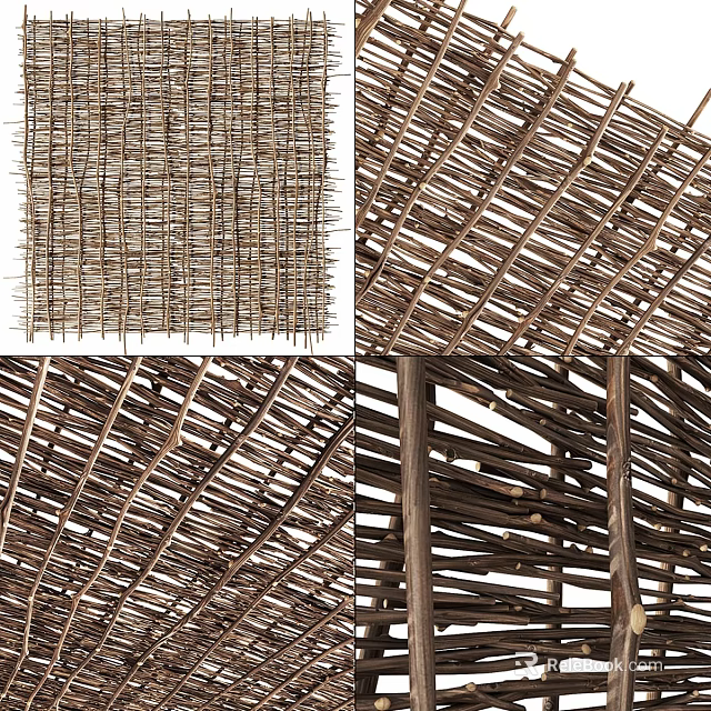 Natural Woven Ground Cover Structure With Interlaced Twigs And Texture 3d model 