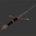 Medieval Decorative Sword With Black Handle Silver Accents And Metal Blade