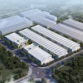 Modern Industrial Factory Complex Layout With Multiple Buildings Greenery And Roads 3d model