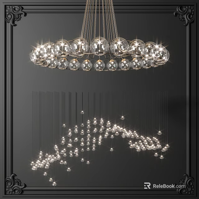 Modern Crystal Chandelier With Hanging Crystal Balls And Elegant Lighting Design 3d model 