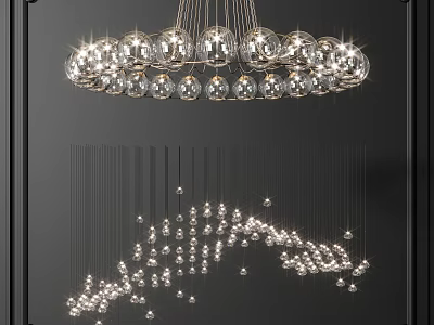 Modern Crystal Chandelier With Hanging Crystal Balls And Elegant Lighting Design 3d model