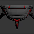 Sci Fi Character Mechanical Helmet Featuring Red Gray Design And Legged Support