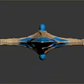 Ornate Fantasy Sword With Blue Blade Golden Accents And Black Hilt