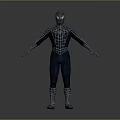 Detailed Spider Man Black Costume Full Body Standing 3D Render