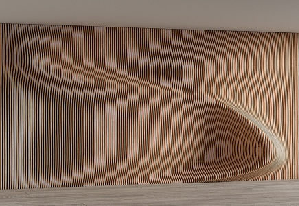 Parametric modeling panel modeling background wall wavy wood veneer wall panel 3d model