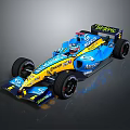 Blue And Yellow Renault Formula 1 Race Car With Total Microsoft Mobil Logos