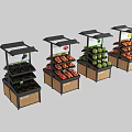 Multi tiered Fruit Display Shelves with Black Tops and Wooden Bases for Supermarket Fresh Produce
