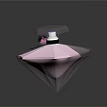 Luxurious Transparent Perfume Bottle With Pink Liquid Crystal Cap And Black Ribbon