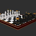 Elegant Chess Set with Black and White Checkered Board and Golden Accented Pieces