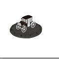 Vintage Horse-Drawn Carriage With Large Spoked Wheels On Cobblestone Ground