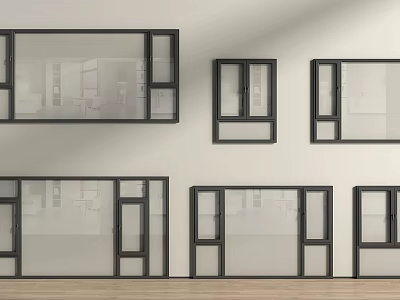 Various Black Framed Floor to Ceiling Windows Design for Home Interior 3d model