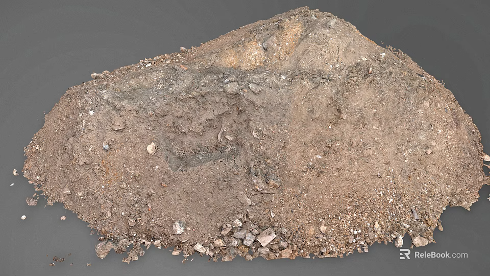 Large Pile Of Brown Soil With Small Stones And Earthy Texture 3d model 