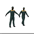 Front View Character In Green Jumpsuit With Yellow White Accents And Arms Outstretched