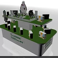 Display Shelf for Milk Products with Green Grass White Fence and Cow Models