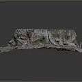 Wooden Tree Stump Decorative Piece With Natural Stone Elements And Textured Base