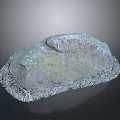 Natural Wooden Stone Decor With Green Purple Texture And Rustic Wooden Base