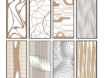 Modern Room Dividers With Various Textured Patterns And Neutral Tones Designs 3d model