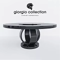 Modern Luxury Round Black Dining Table With High Gloss Surface And Unique Circular Base