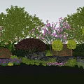Beautiful Garden Landscape With Colorful Shrubs Purple Flowers Red Foliage Stones And Gravel Path