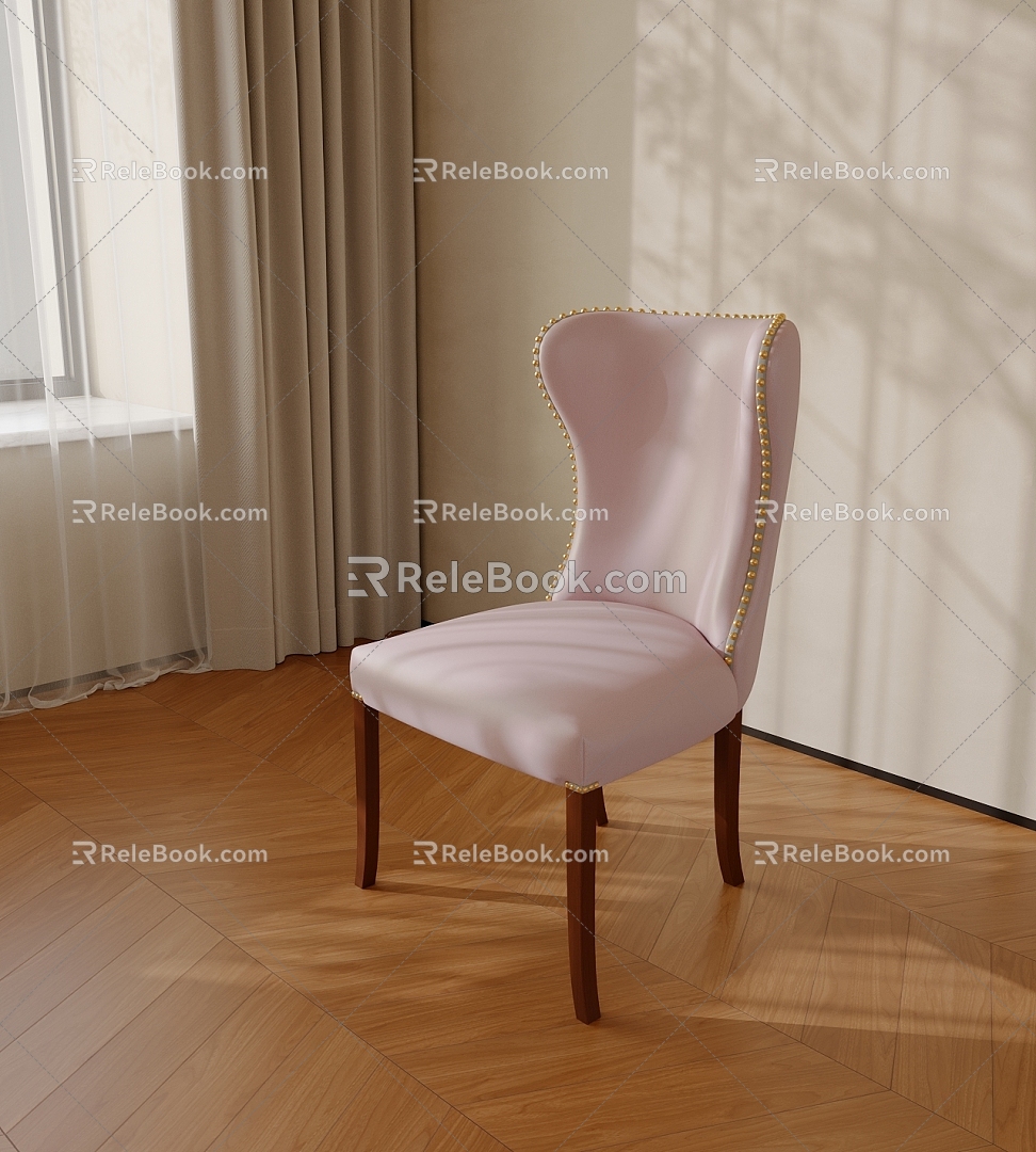 French Single Chair Dining Chair 3d model