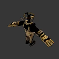Yellow and Black Armored Man Character with Insect Headgear and Tools
