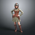Vintage Aviator Style Living Apparel with Leather Vest Green Dress Boots Helmet and Goggles