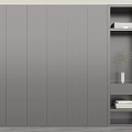 Modern Minimalist Dark Grey Wardrobe With Sleek Horizontal Handles And Open Storage Shelves For Bedroom