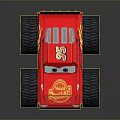 Red Cartoon Toy Truck With Big Eyes Flame Patterns And Large Tires