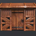 Traditional Rustic Wooden Door With Decorative Crossed Panels And Sloped Roof