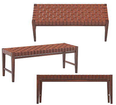 Modern Wooden Stool With Slatted Seat Design And Sturdy Leg Structure 3d model