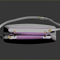 Stylish White and Pink Bag with Pink Handle Gold Metal Accents and Adjustable Shoulder Strap