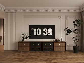 Modern Middle Ancient TV Background Wall TV Cabinet Low Cabinet French Middle Ancient 3d model