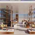 Modern Supermarket Department Store Interior With Glass Metal Shelves Displaying Daily Necessities And Skincare Products