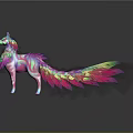 Mythical Colorful Horse With Vibrant Feather Wings And Rainbow Tail Design