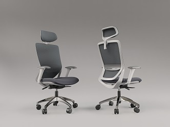 Office Chair Ergonomic Chair Computer Chair E-Sports Chair Sliding Wheelchair Rotating Chair Grey and White 3d model