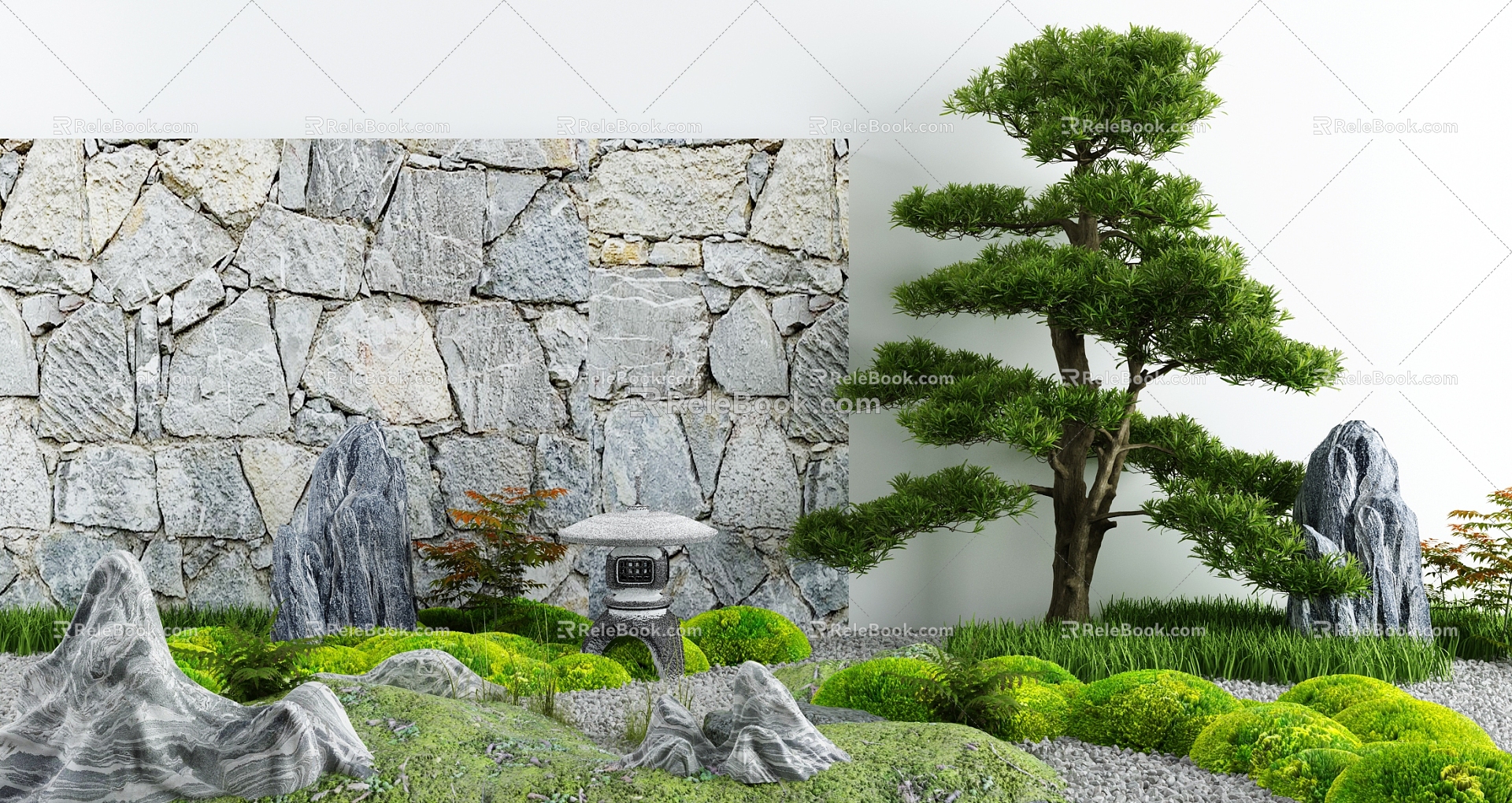 Courtyard landscape sketch 3d model